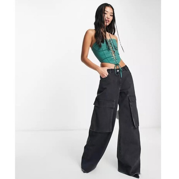 Lioness East Gate Corset strapless crop forest green size Large. - Picture 5 of 5